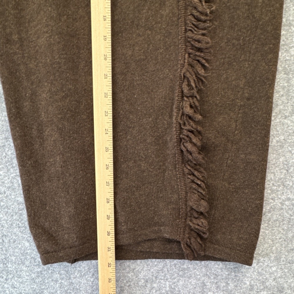 United Colors of Benetton Brown Virgin Wool Knit Pencil Knee Skirt Fringe S - Picture 6 of 8